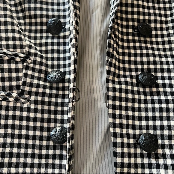 Veronica Beard Cottage Gingham Large Lapel Blazer in Black / White - Picture 9 of 16